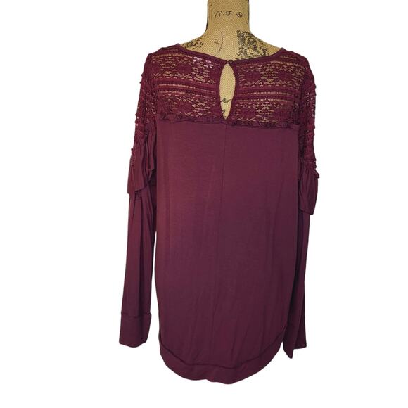 Melrose and Market Lace and Ruffle Bodice Long Sleeve Jersey Sweatshirt Top Sz L - Picture 6 of 9